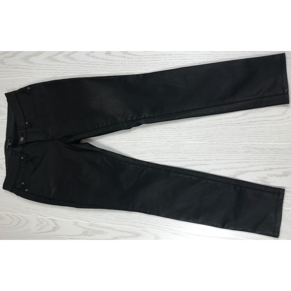 Eileen Fisher Organic Cotton Coated Jeans Womens 4 Black Denim Waxed Skinny